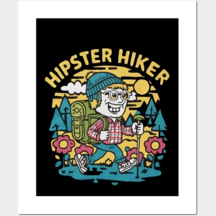 The hipster hiker funny hiker shirt Posters and Art